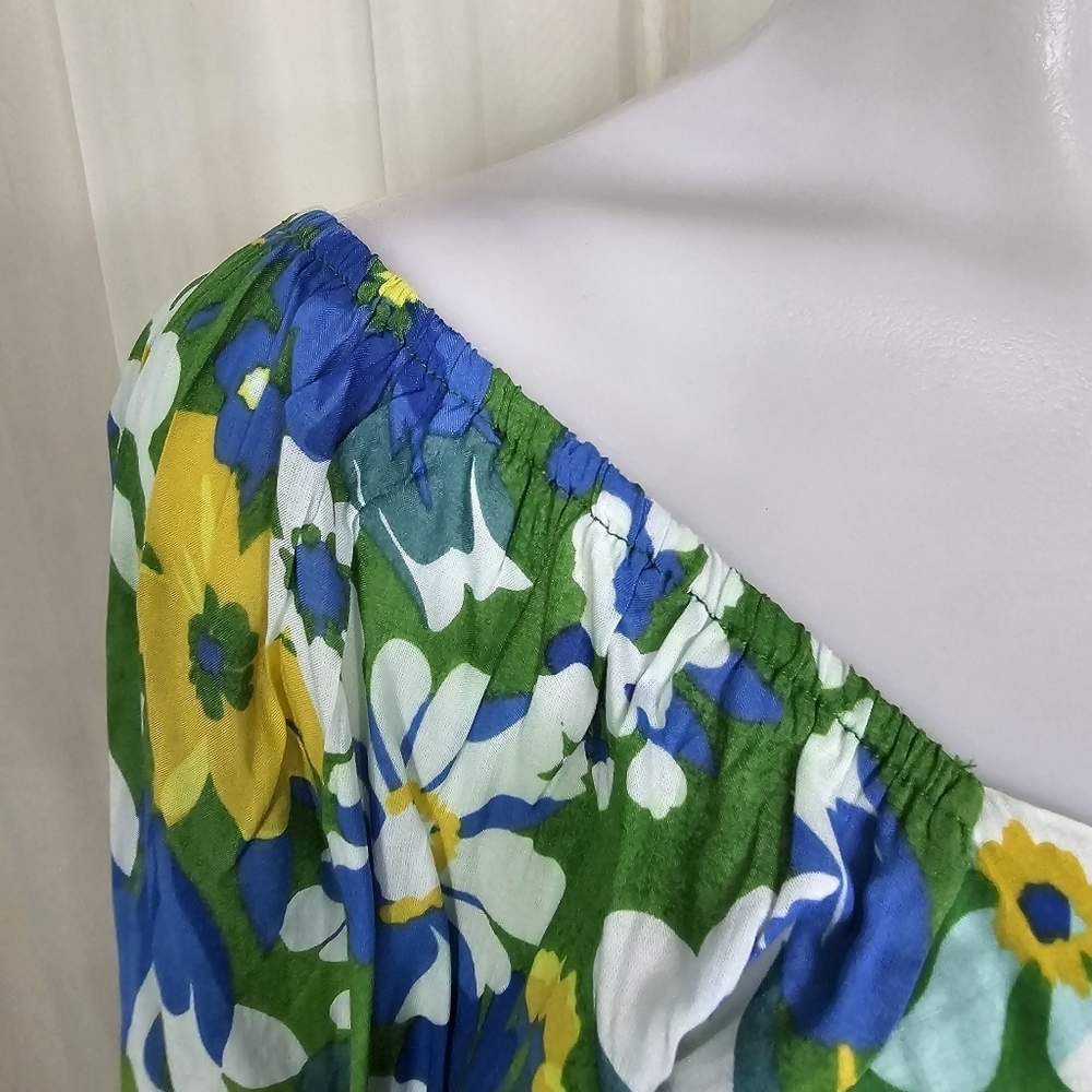 Walter Baker Green Disco Floral Kimora Crop Top Off Shoulder Size Medium - Picture 4 of 12